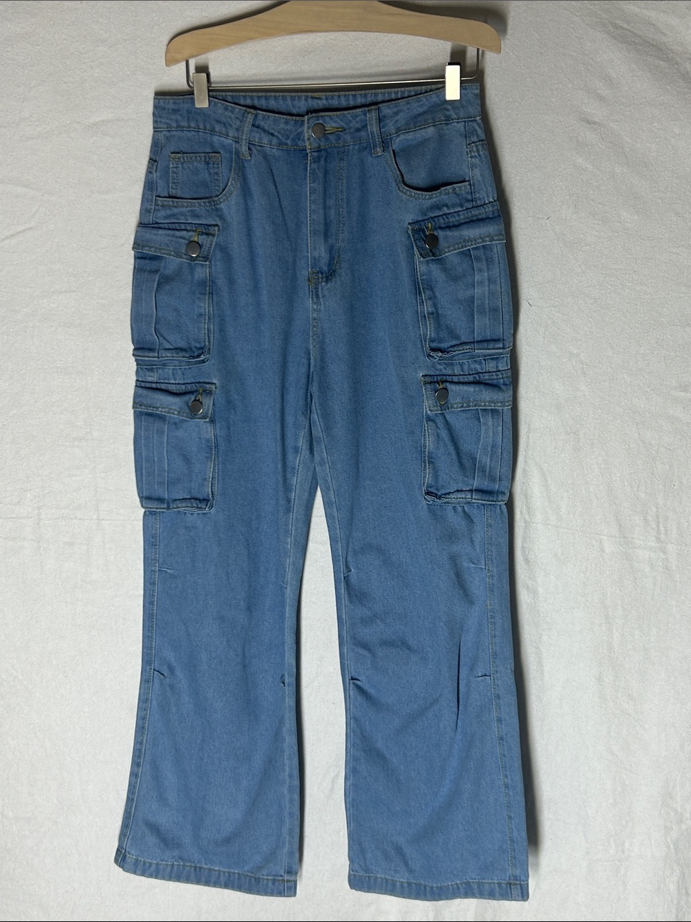Men's Blue Cargo Denim Jeans - Utility Pocket Style